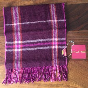 Baby Alpaca Peru Kuna Dark Pink Purple Plaid Scarf
